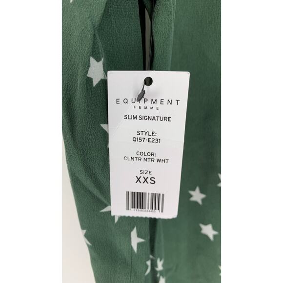 Equipment Womens Slim Signature Shirt Cilantro Nature White Stars Size XXS NWT - Picture 12 of 13